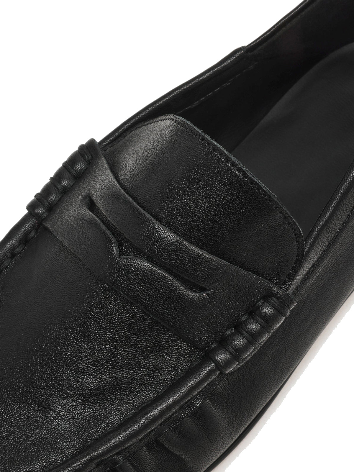 Black Round-Toe Stylish Slip-On Loafers Flats