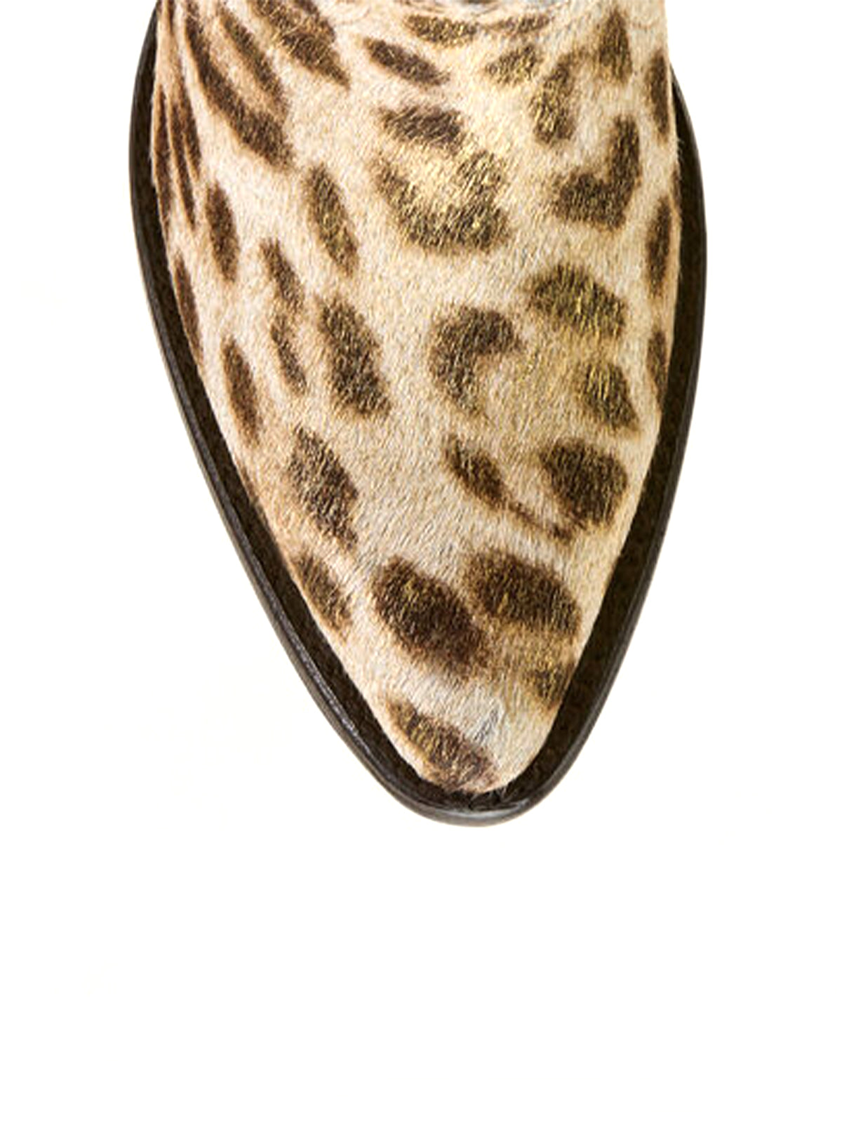 Metallic Gold Leopard Print Horsehair Mid Calf Western Boots