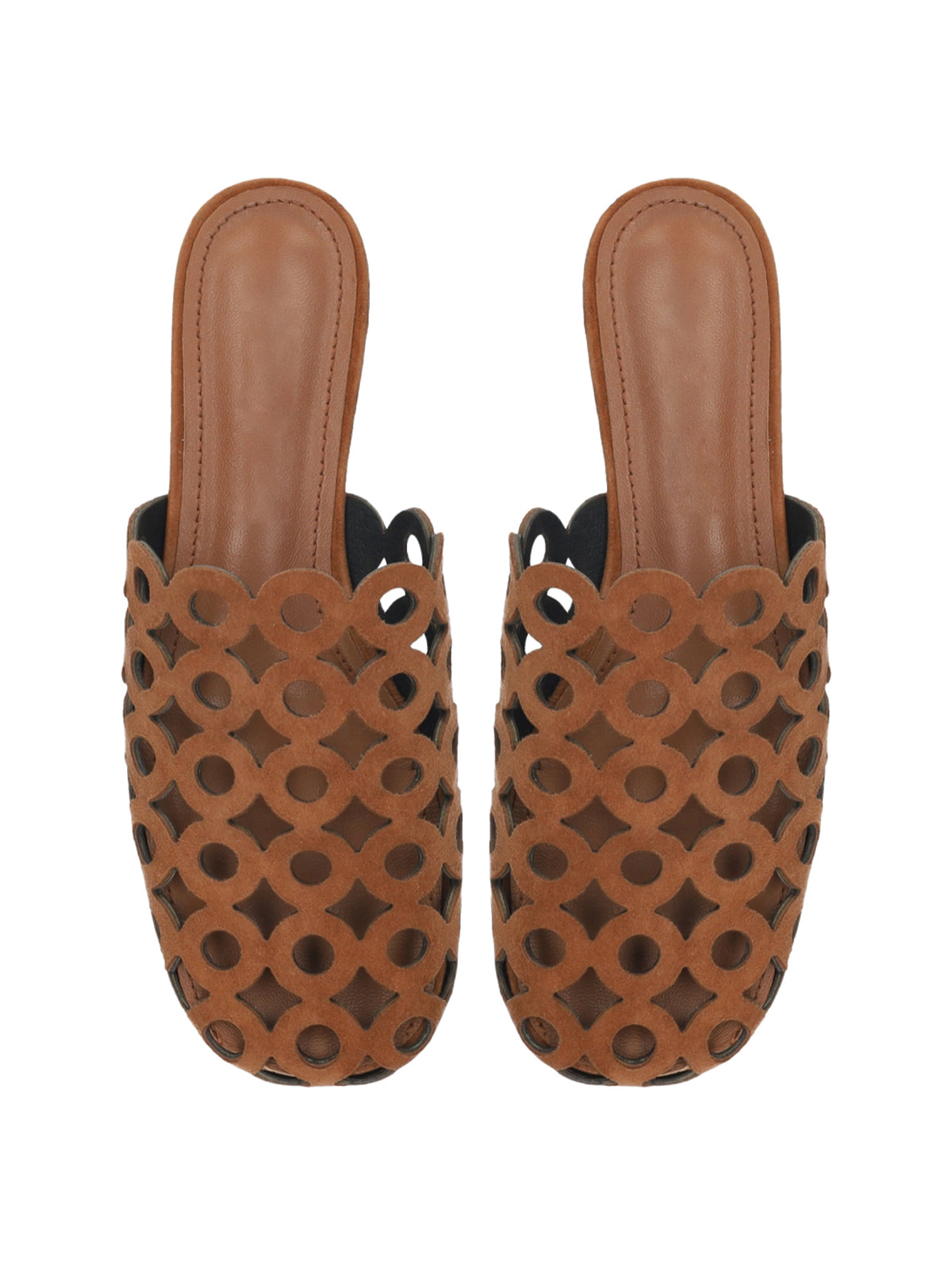 Tawny Square-Toe Chic Backless Perforated Loafers Flats