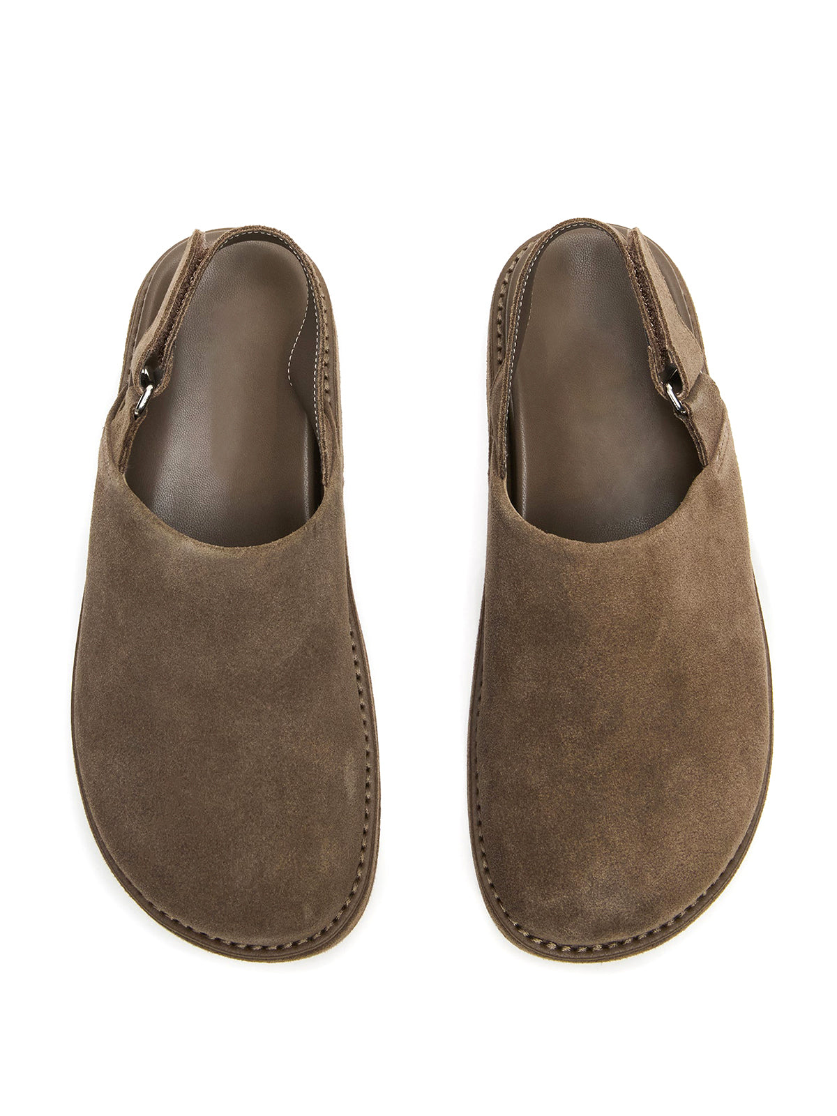 Gray Faux Suede Round-Toe Slingback Platform Shoes