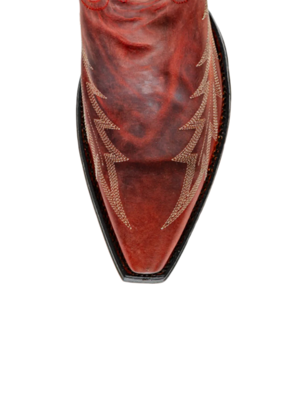 Distressed Red Snip-Toe Wide Calf Embroidery Knee High Cowgirl Boots