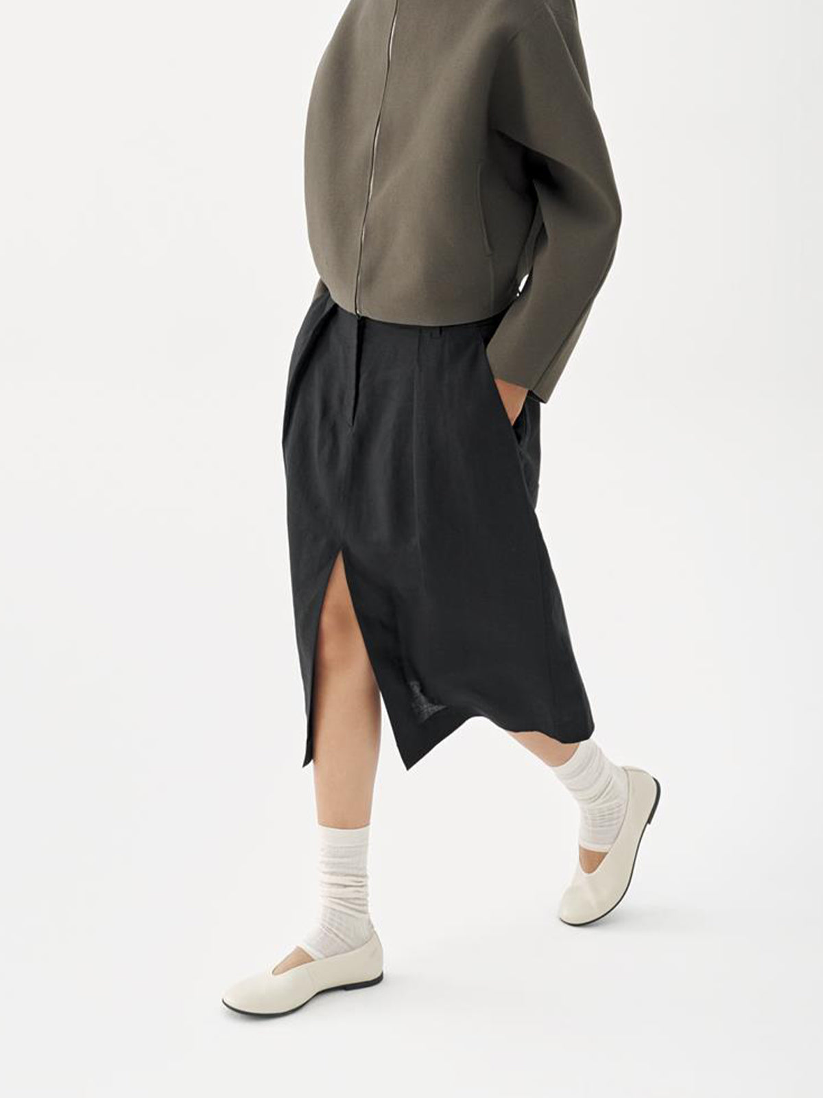 Beige Round-Toe Stylish Ballet Simple Flats