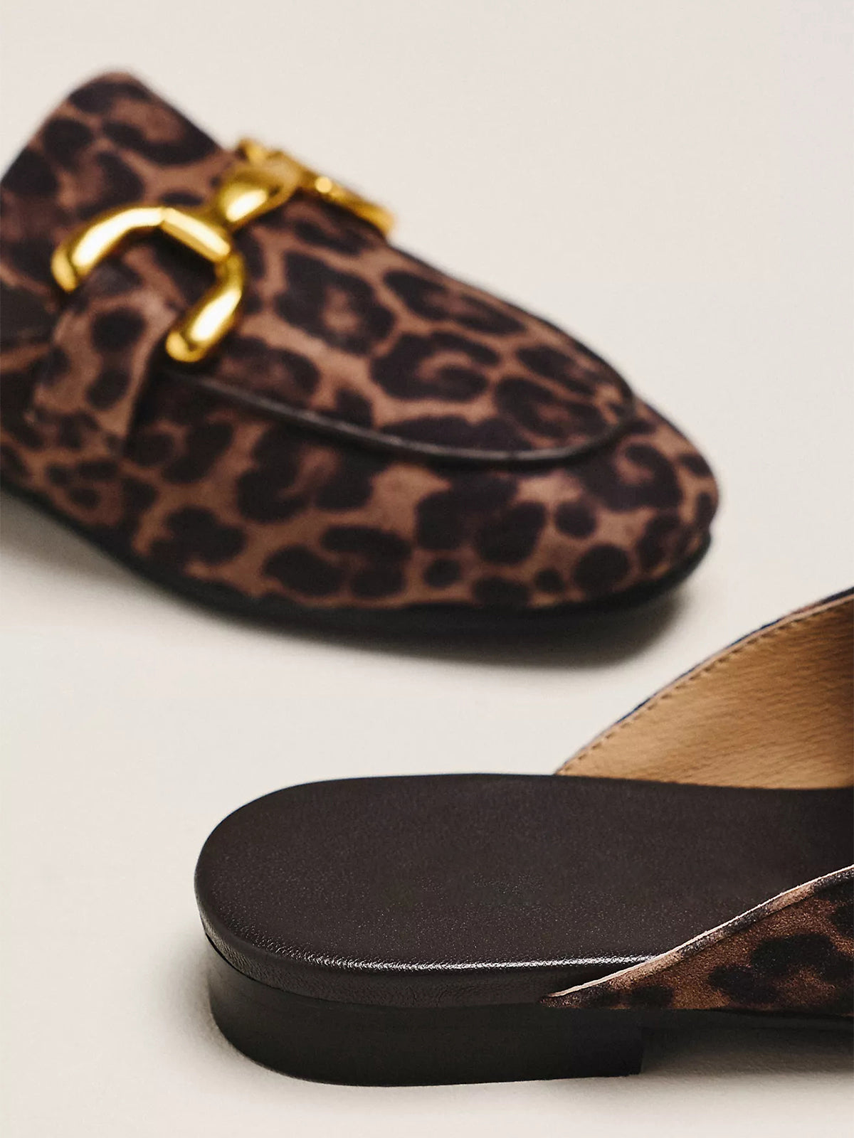 Leopard Faux Suede Square-Toe Chic Slip-On Flats Loafers