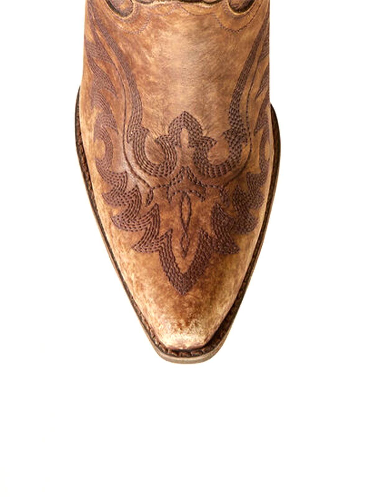 Caramel Brown Stitch Almond-Toe Cowgirl Short Ankle Western Boots