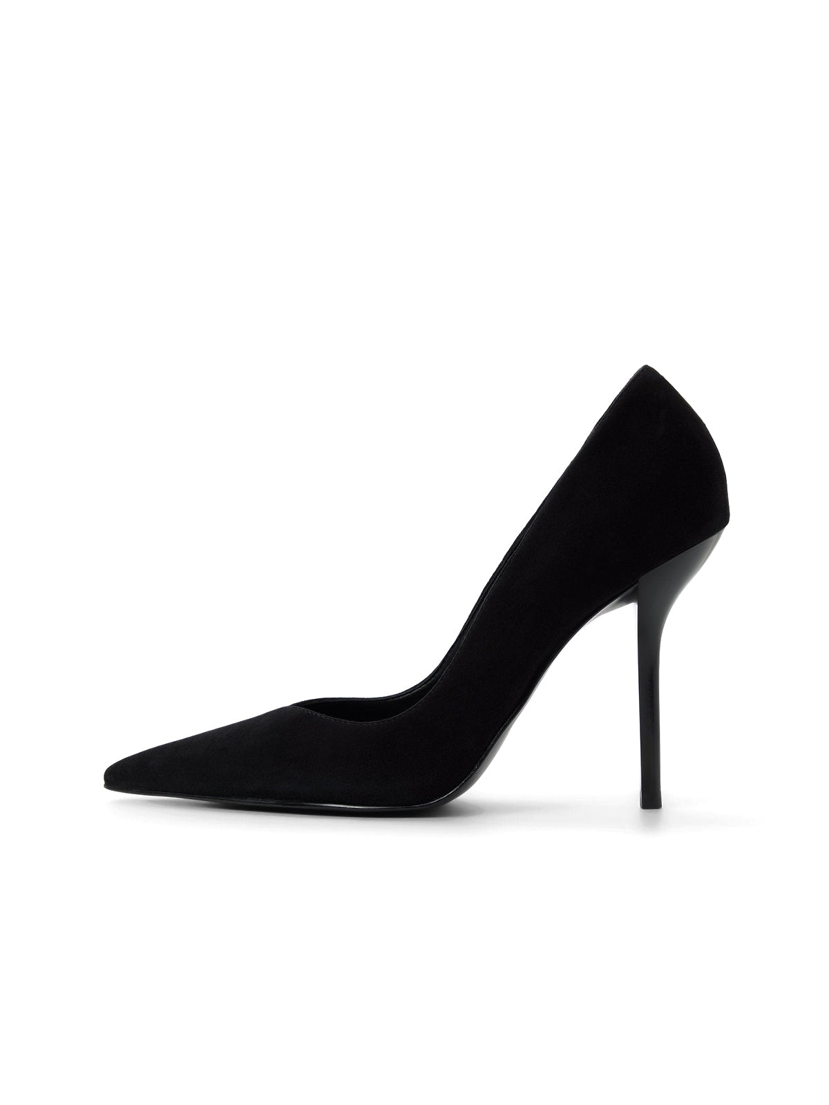 Black Faux Suede Pointed-Toe Classic Backless High Heels