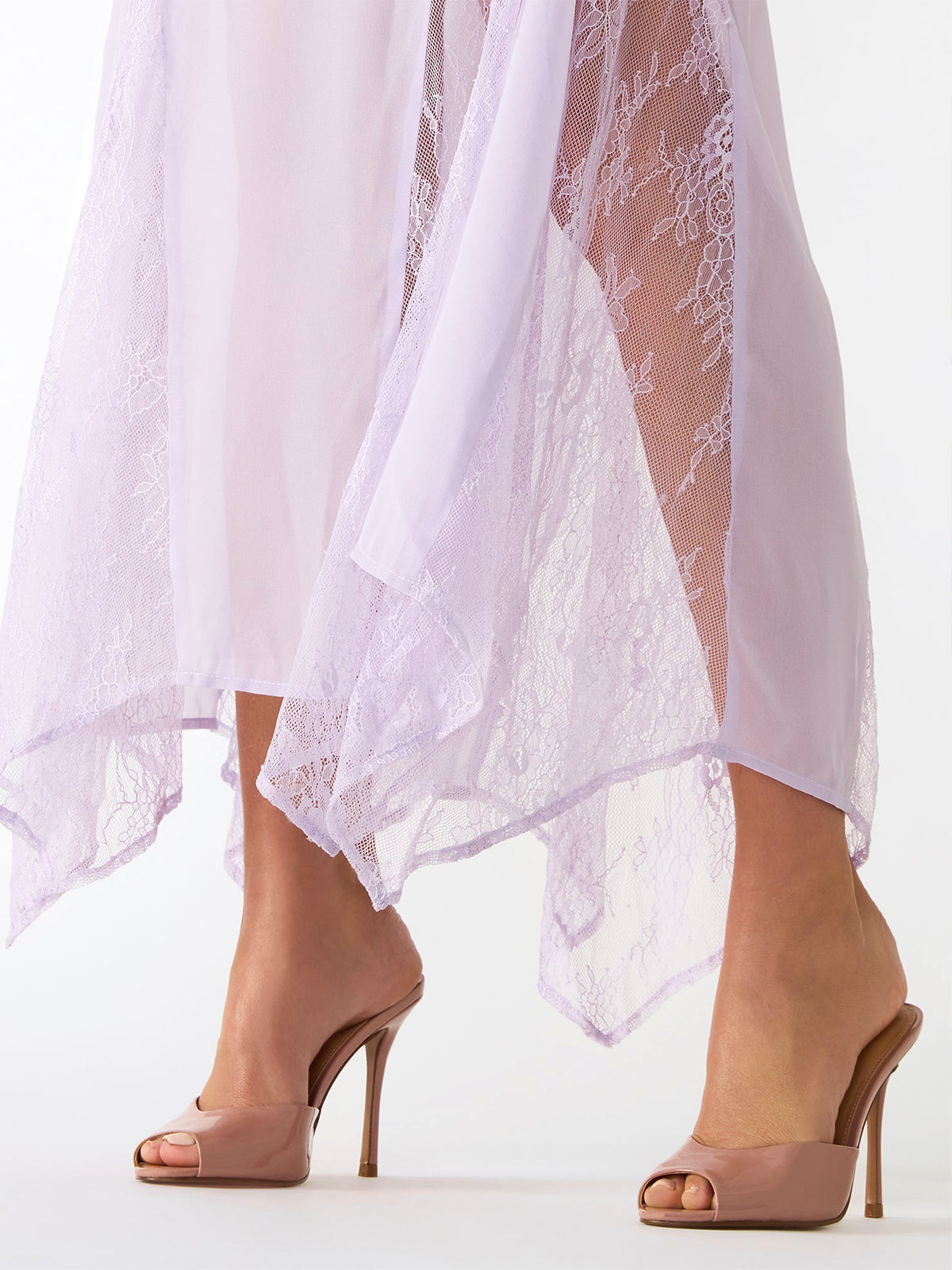 Rose Pink Patent Round-Toe Backless High Heels