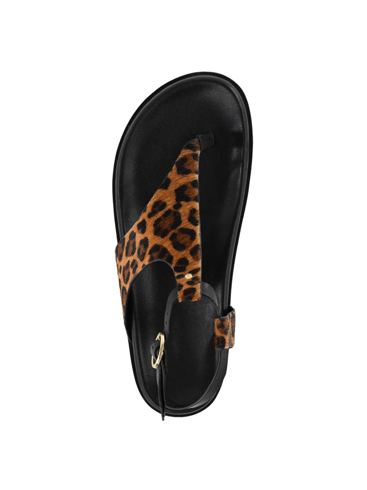 Leopard Pattern Round-Toe T-Strap And Ankle Strap Flats Sandals