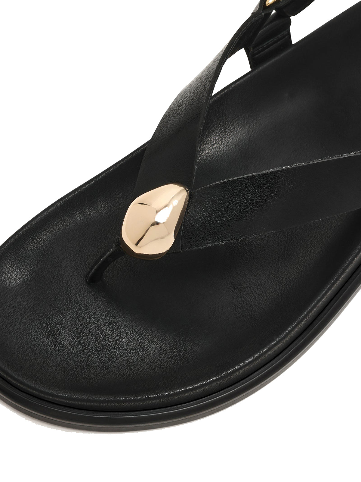 Black Round-Toe Simple Slingback Flip-Flops Flats