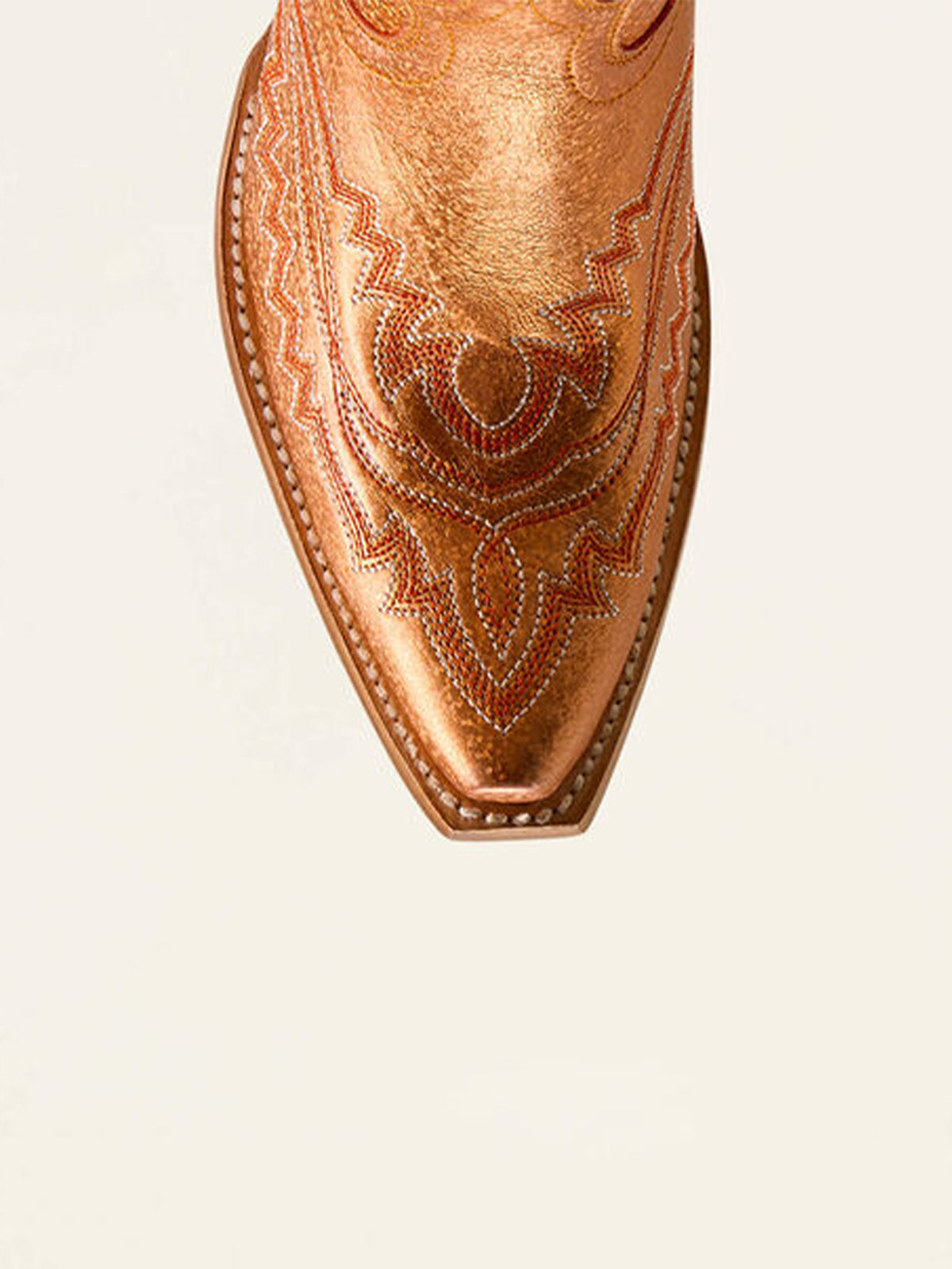 Western Embroidery Tall Snip-Toe Half-Zip Knee High Cowgirl Boots - Metallic Rose Gold