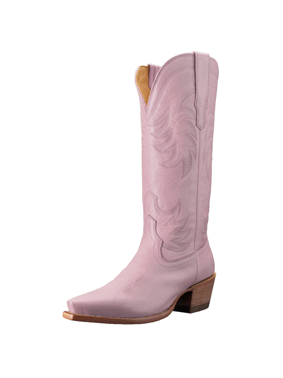 Pink Snip-Toe Embroidery Wide Calf Knee High Cowgirl Boots