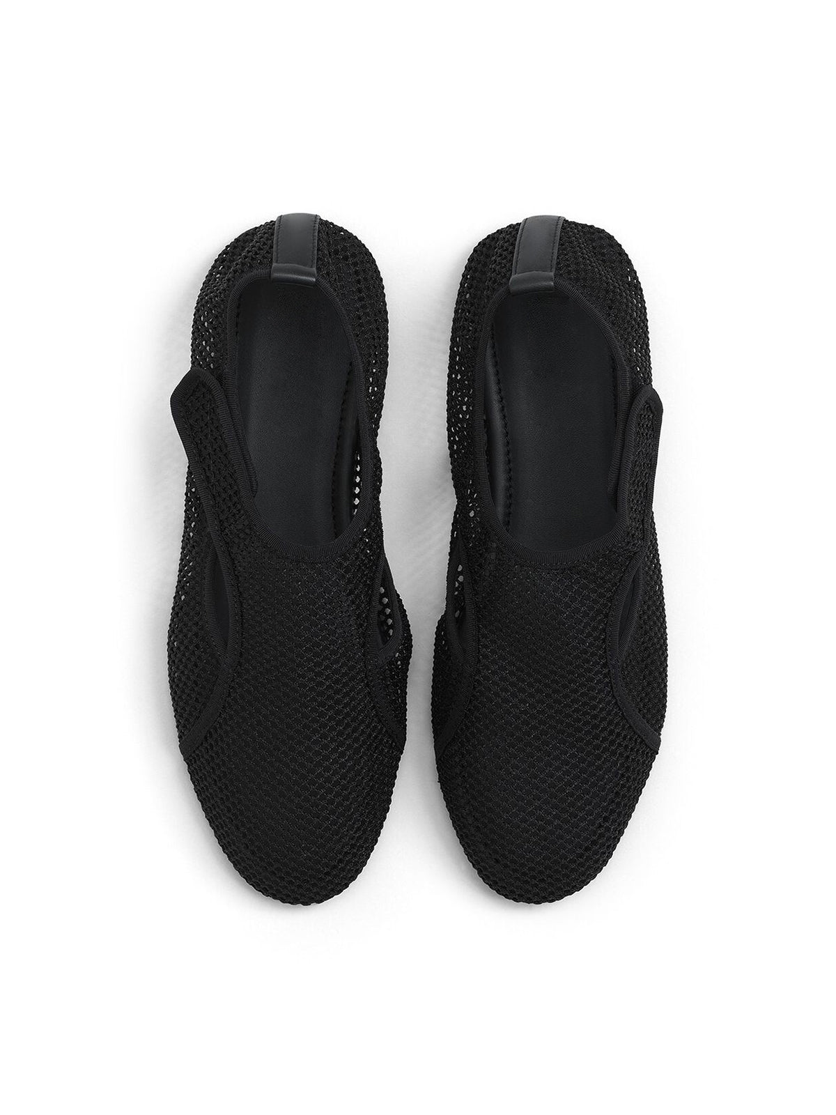 Black Mesh Round-Toe Classic Slip-On Ballet Flats