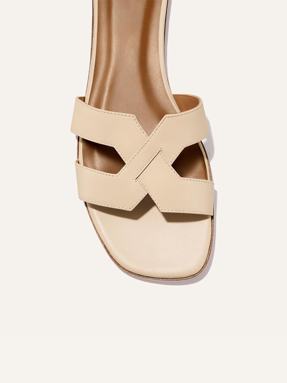 Latte Square-Toe Stylish Backless Sandals Flats