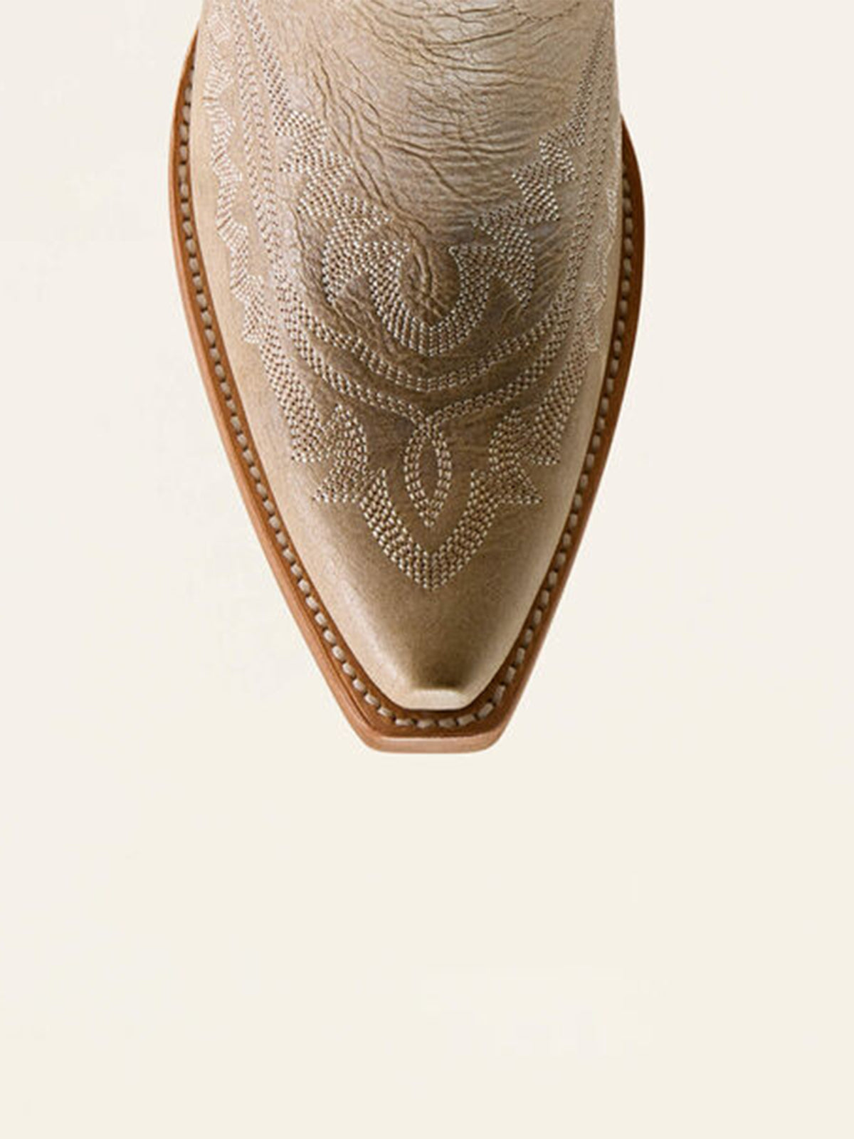 Western Embroidery Tall Snip-Toe Half-Zip Knee High Cowgirl Boots - Distressed Bone