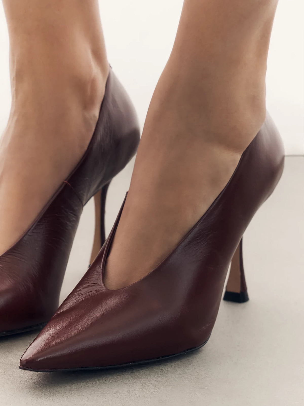 Wine Red Pointed-Toe Classic Pumps Slip-On High Heels