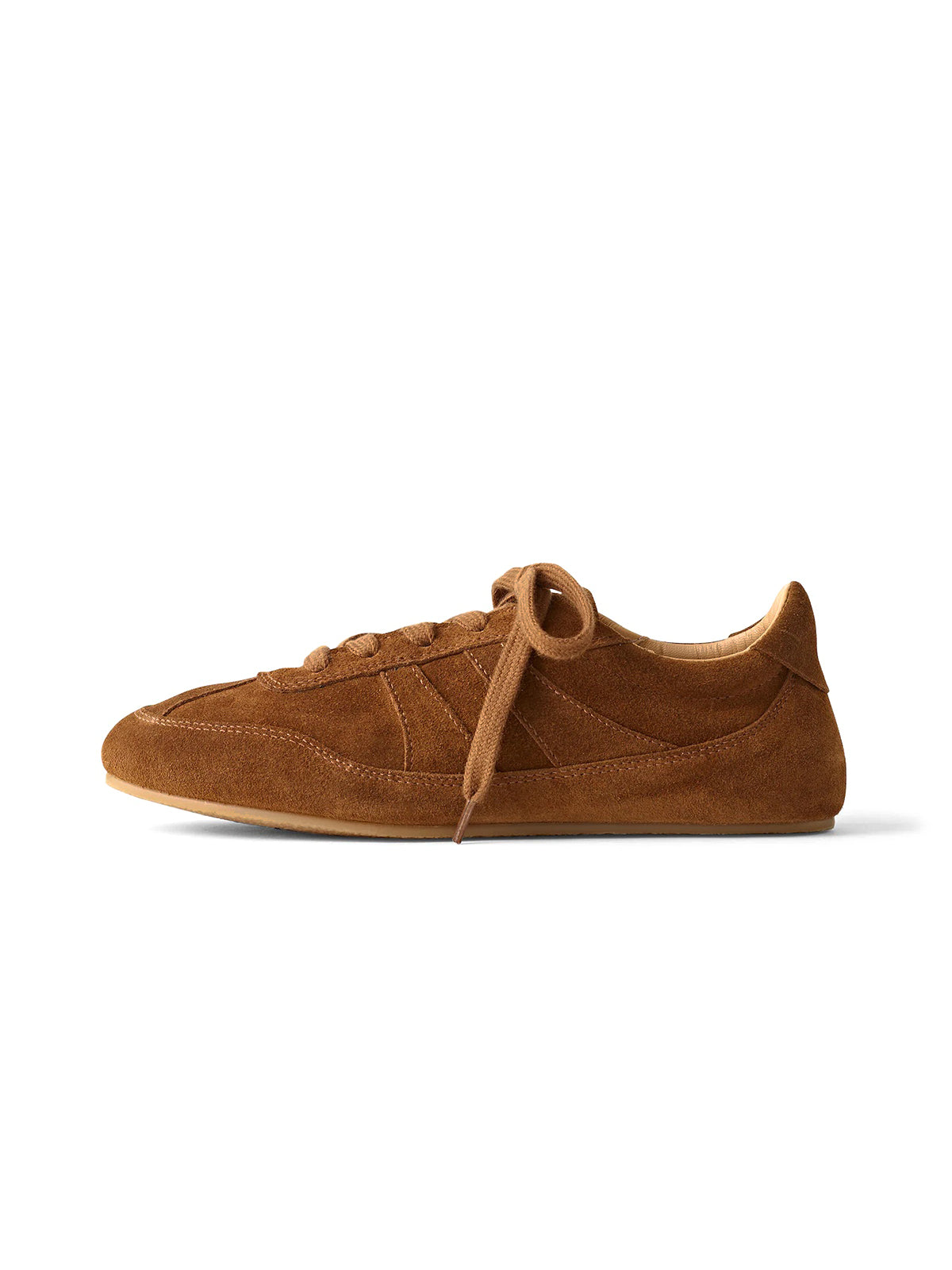 Brown Cow Suede Round-Toe Classic Lace-Up Chic Sneakers