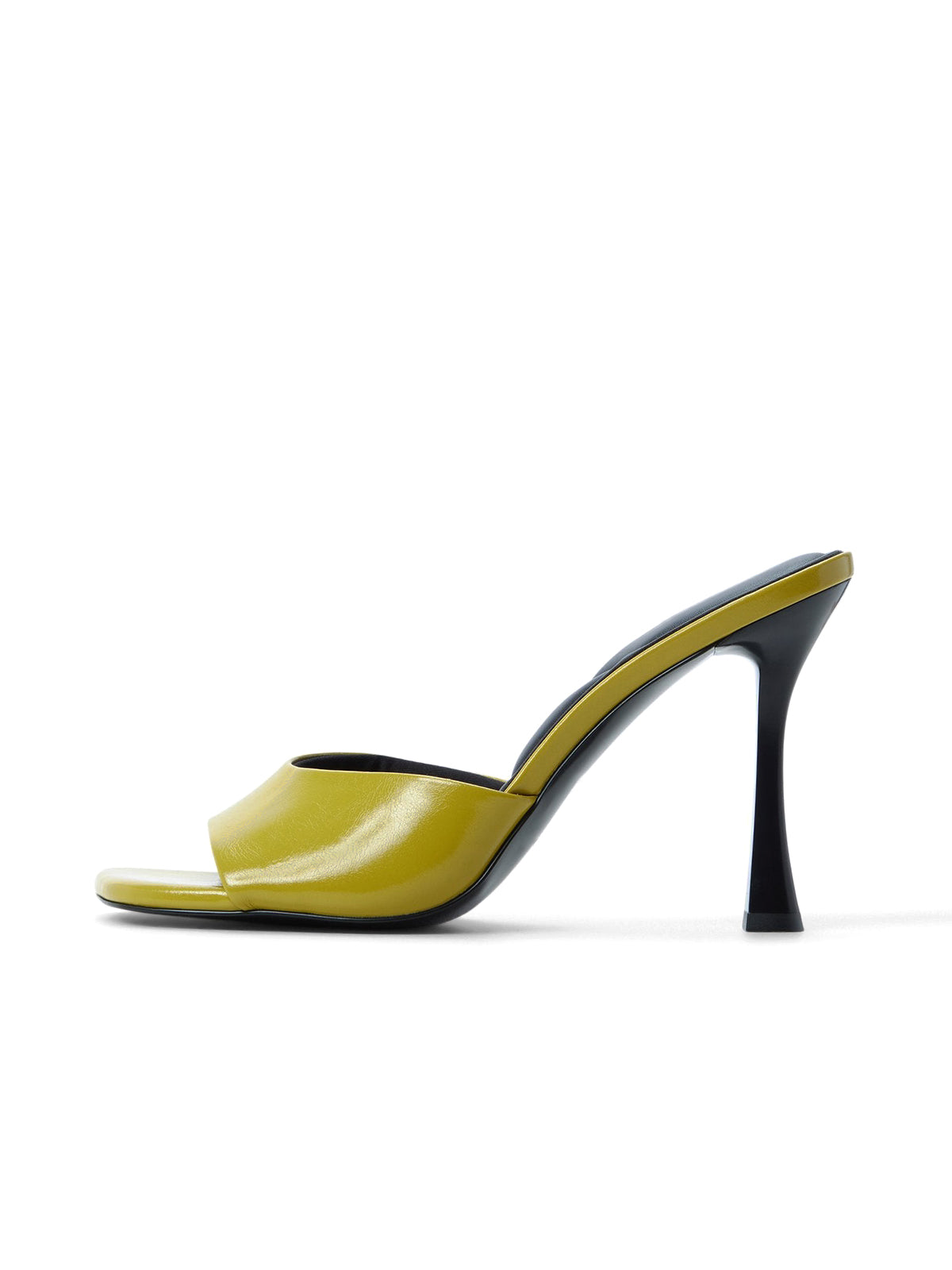 Lime Green Open Square-Toe Backless High Heels