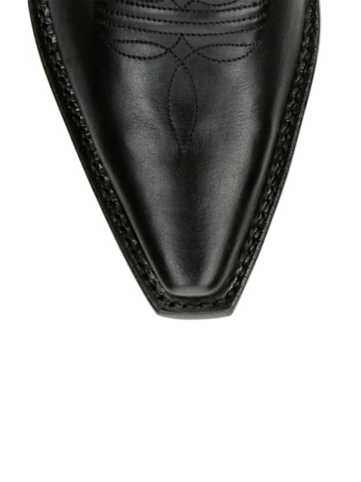 Black Snip-Toe Single Row Stitch Knee High Cowgirl Boots