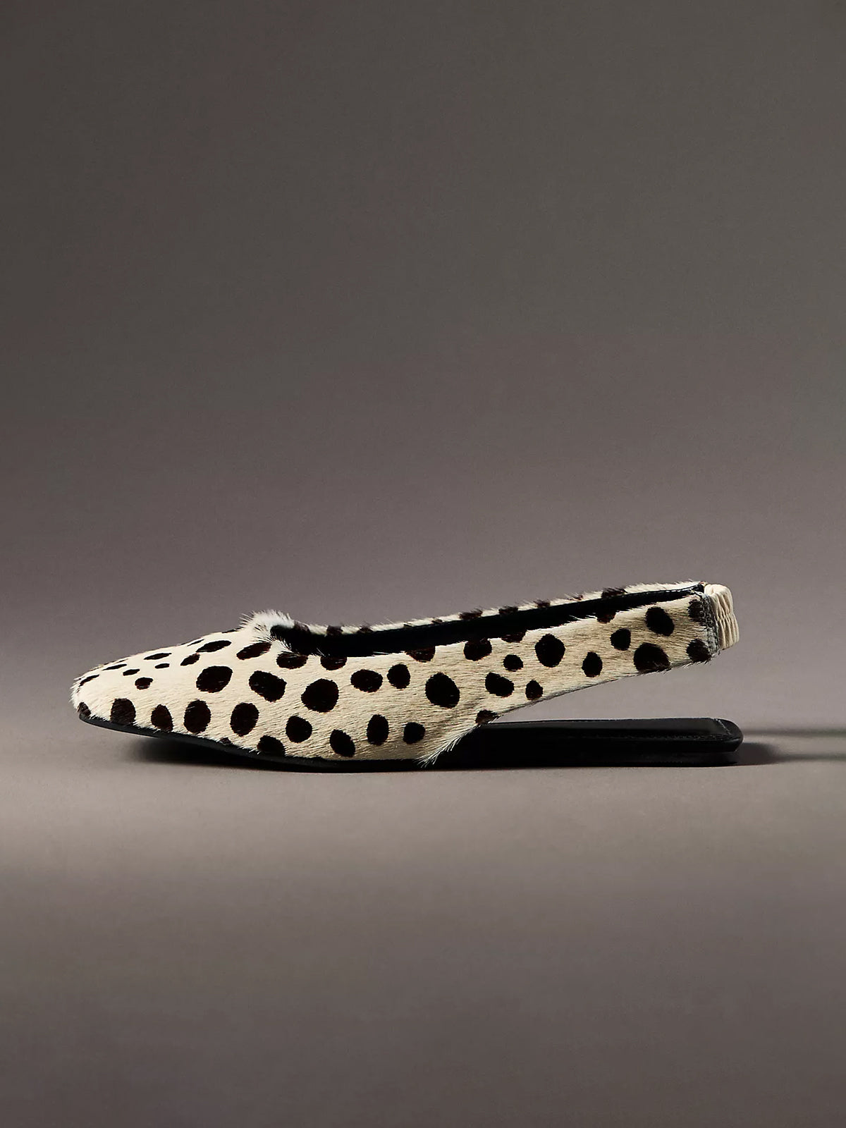 Cow Print Square-Toe Slingback Simple Flats