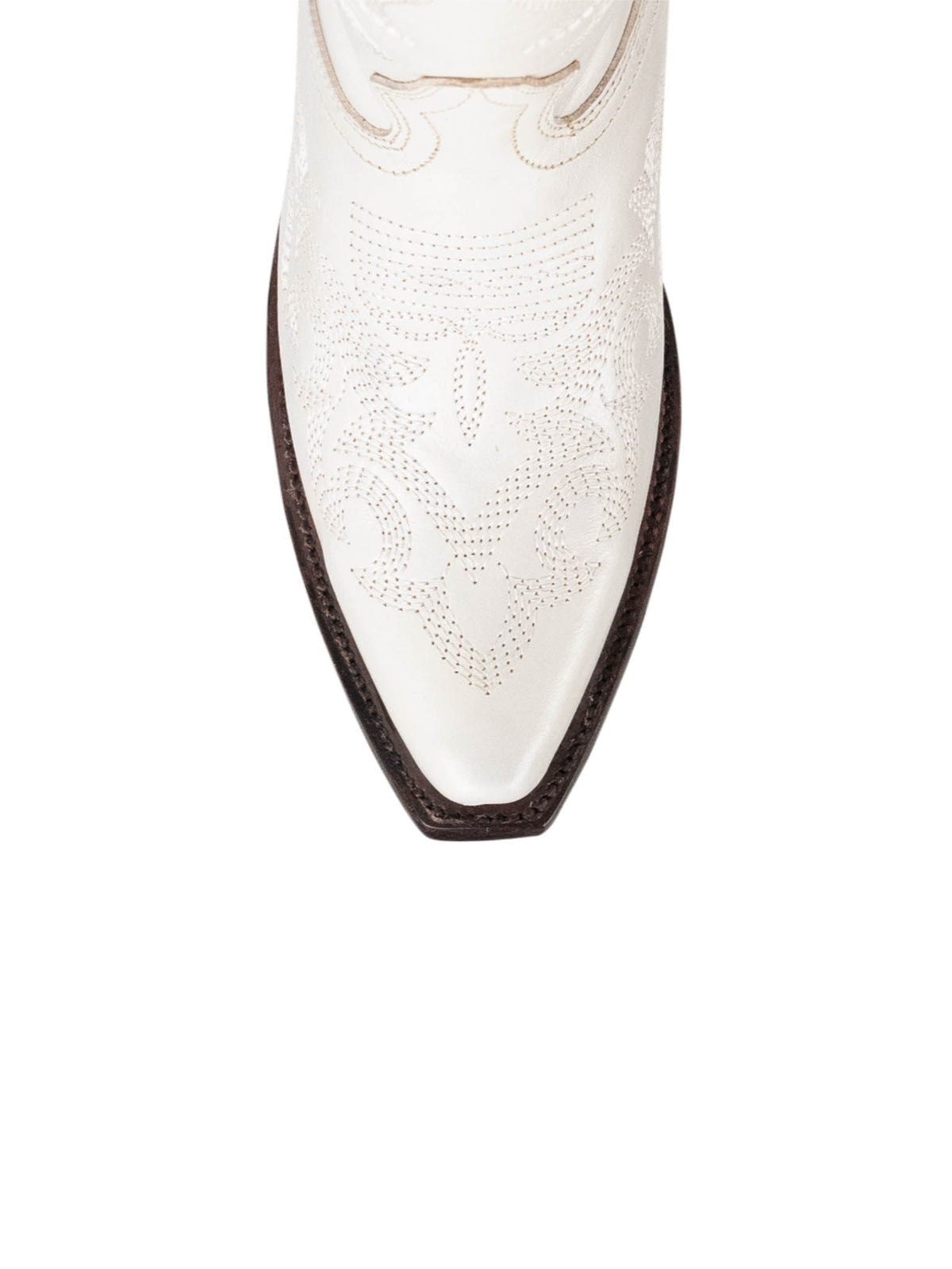 Snip-Toe Chic Embroidery Half-Zip Knee High Cowgirl Boots For Woman - White