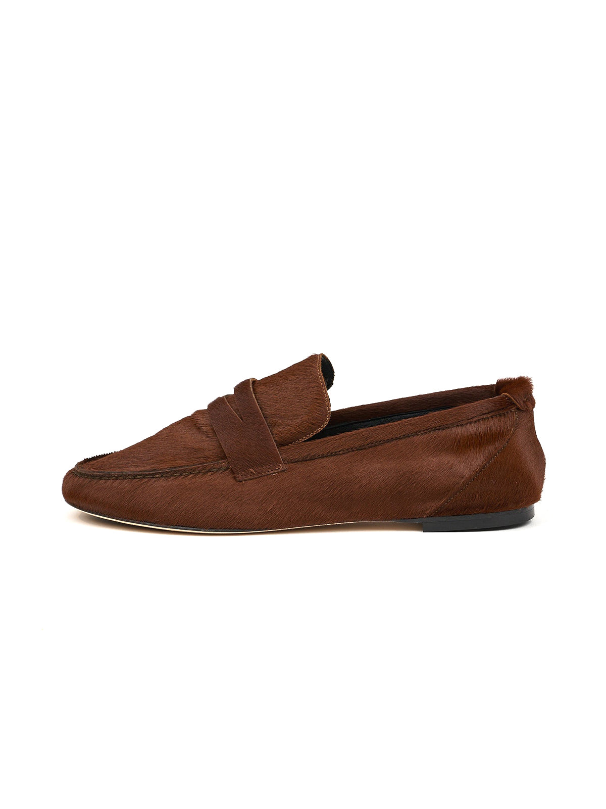 Redwood Pony Hair Vegan Leather Round-Toe Slip-On Chic Flats
