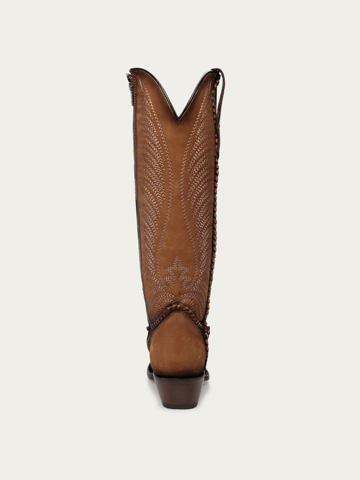 Chic Wings Embroidery Snip-Toe Full-Zip Knee High Cowgirl Boots - Tan