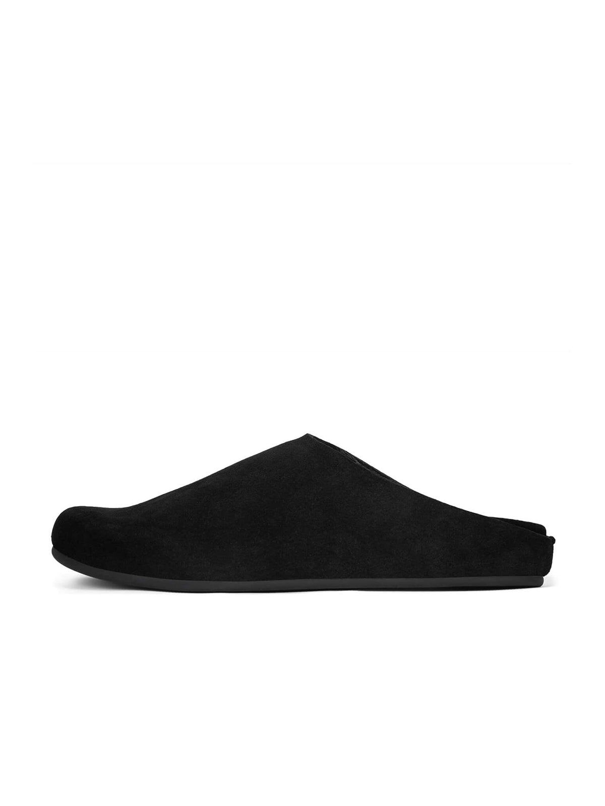 Black Faux Suede Square-Toe Slip-On Simple Backless Flats