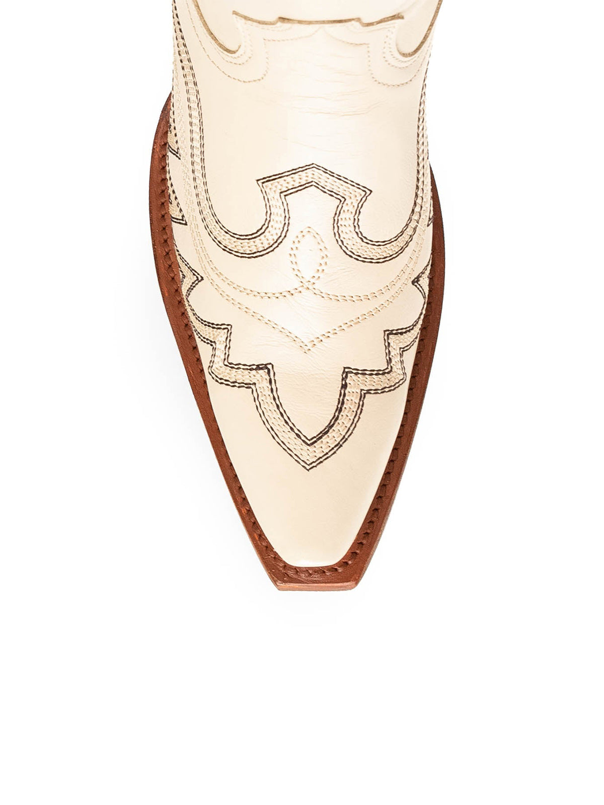 Bone Snip-Toe Embroidery Knee High Tall Half-Zip Cowgirl Boots