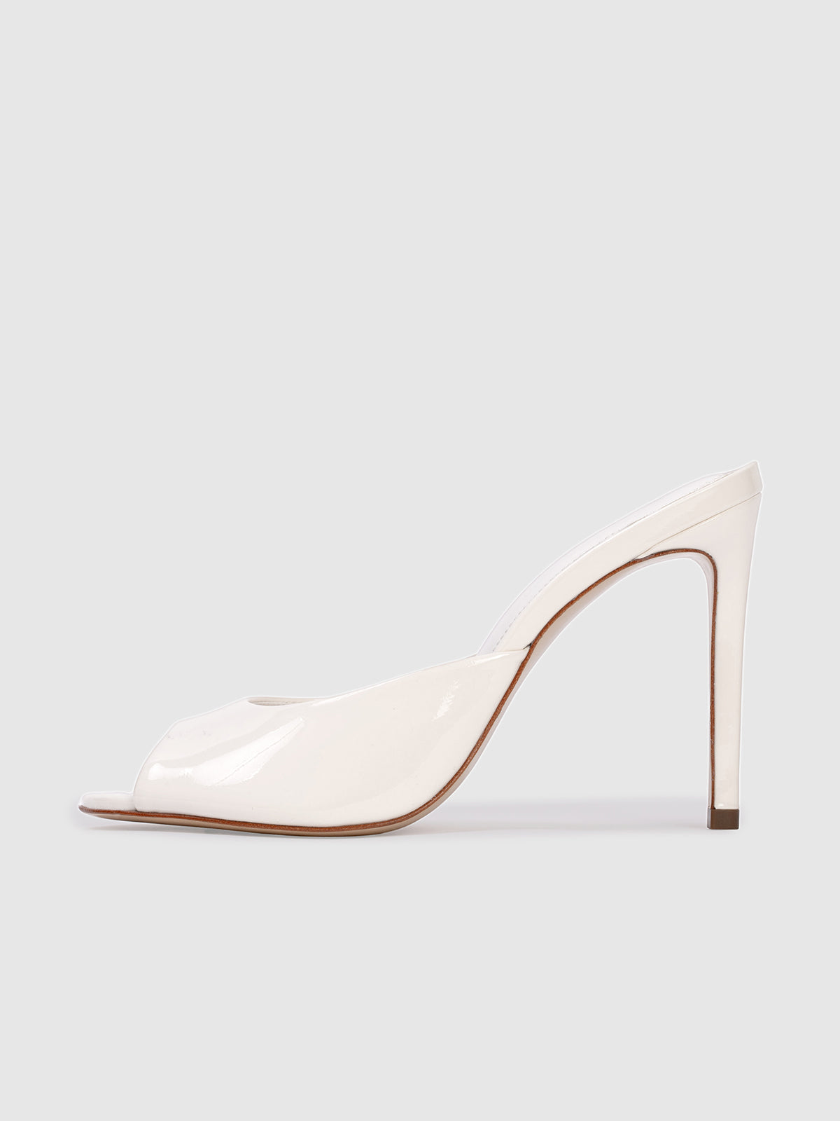 Patent Ivory Round-Toe Simple High Heels