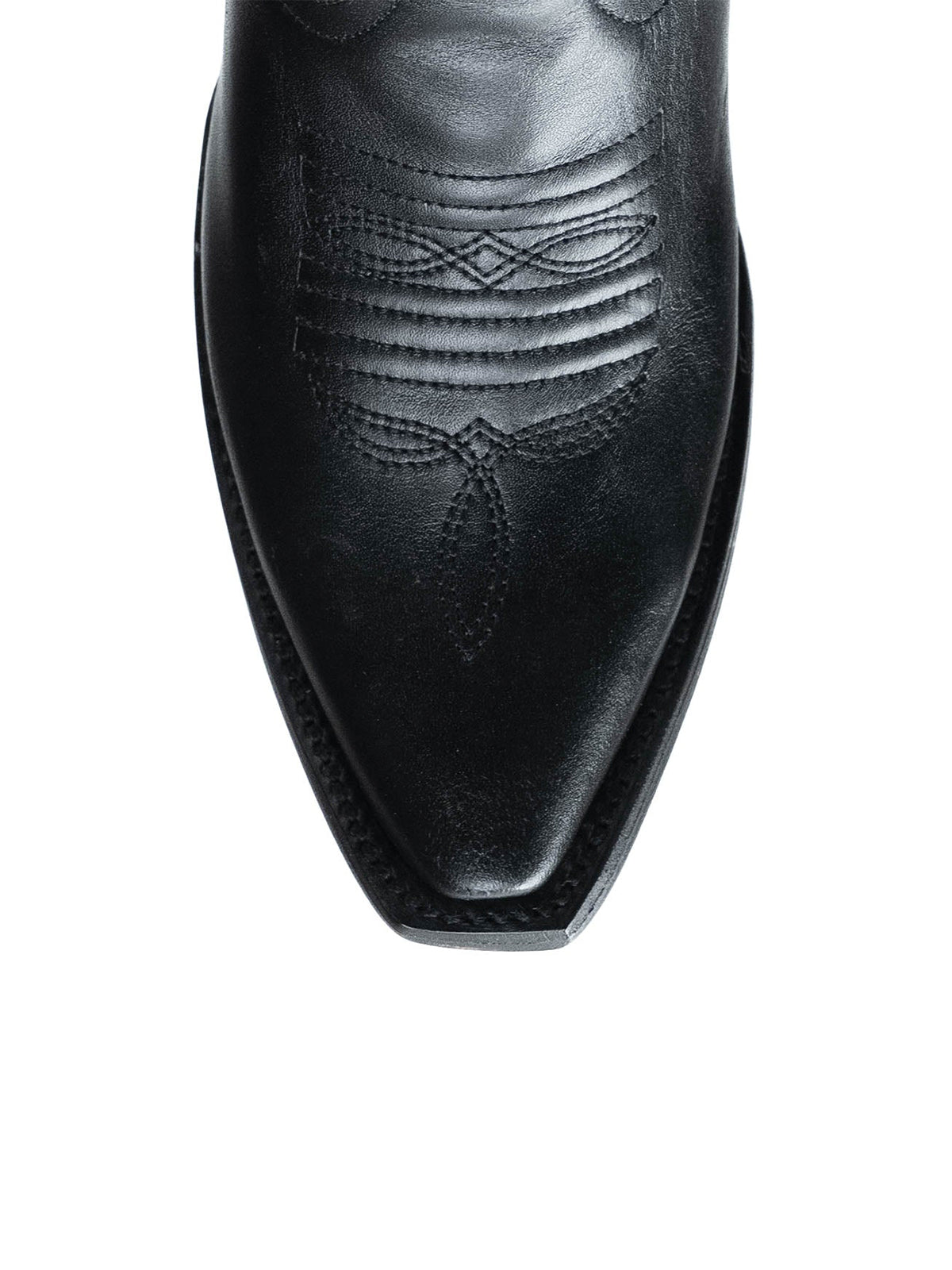 Black Western Snip-Toe Embroidery And Studs Mid Calf Chic Cowgirl Boots