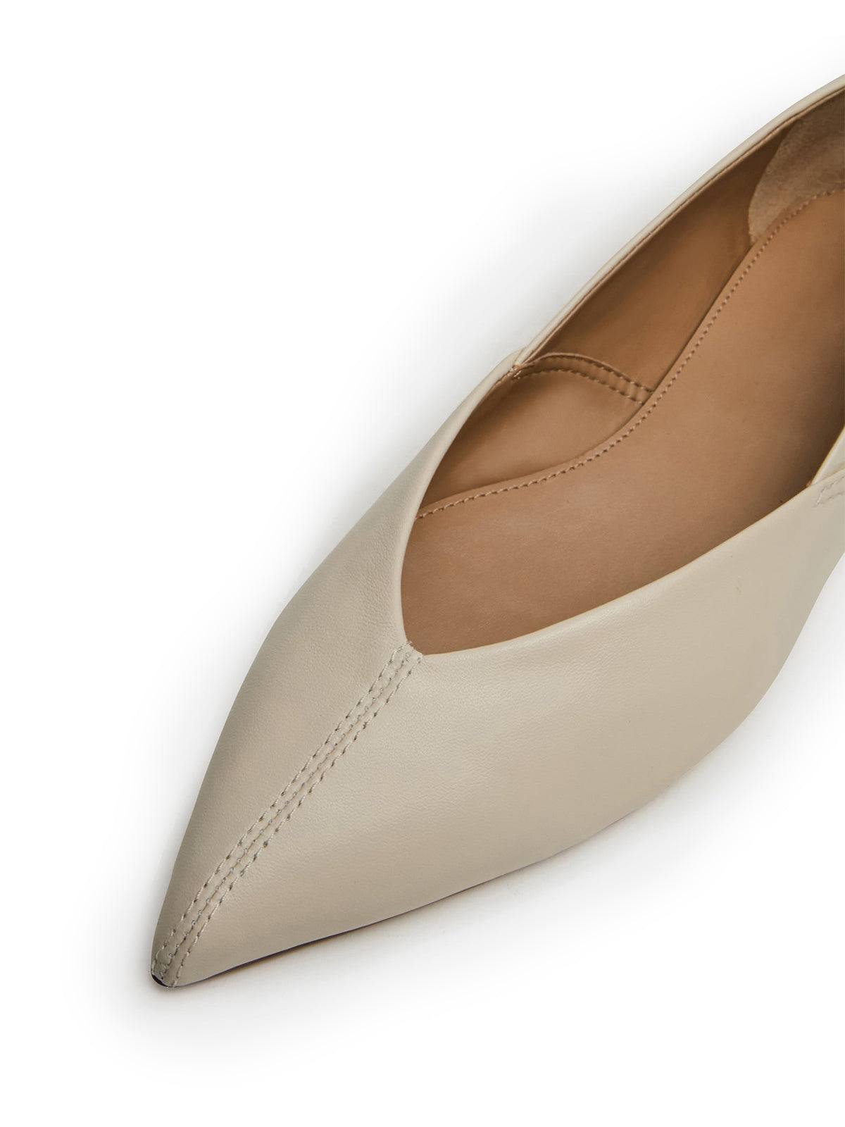 Bone Pointed-Toe Slip-On Simple Chic Flats