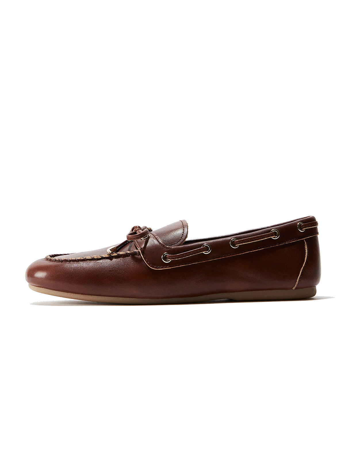 Coffee Round-Toe Front Chic Bow Slip-On Flats