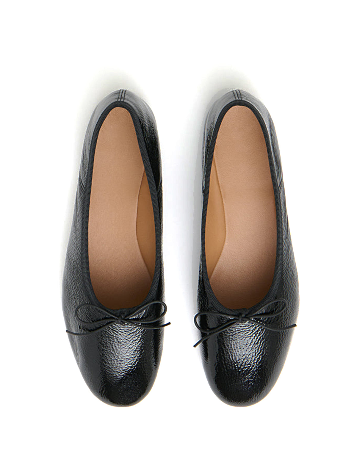 Patent Black Round-Toe Front Chic Bow Slip-On Ballet Flats
