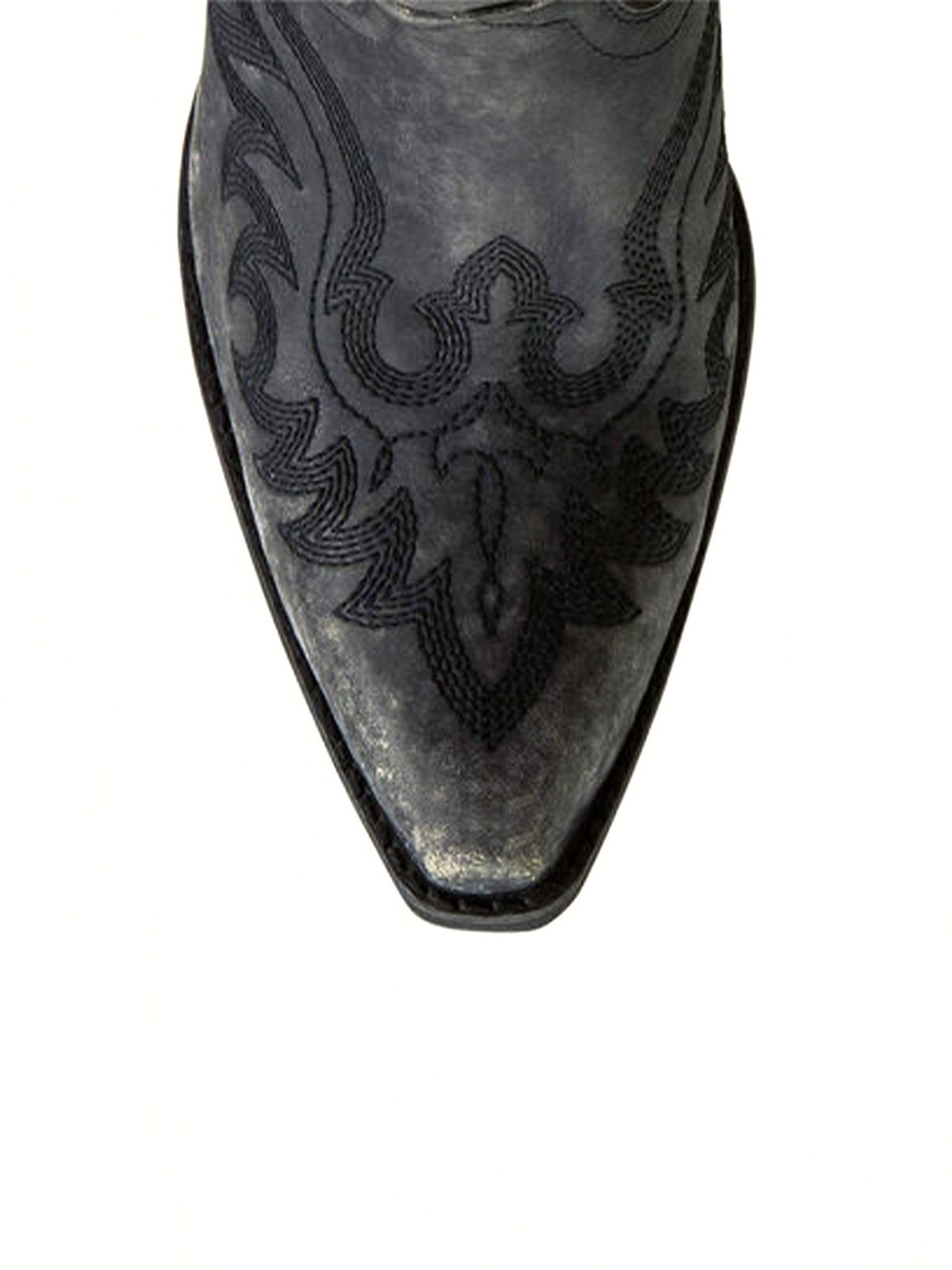 Black Stitch Almond-Toe Cowgirl Short Ankle Western Boots