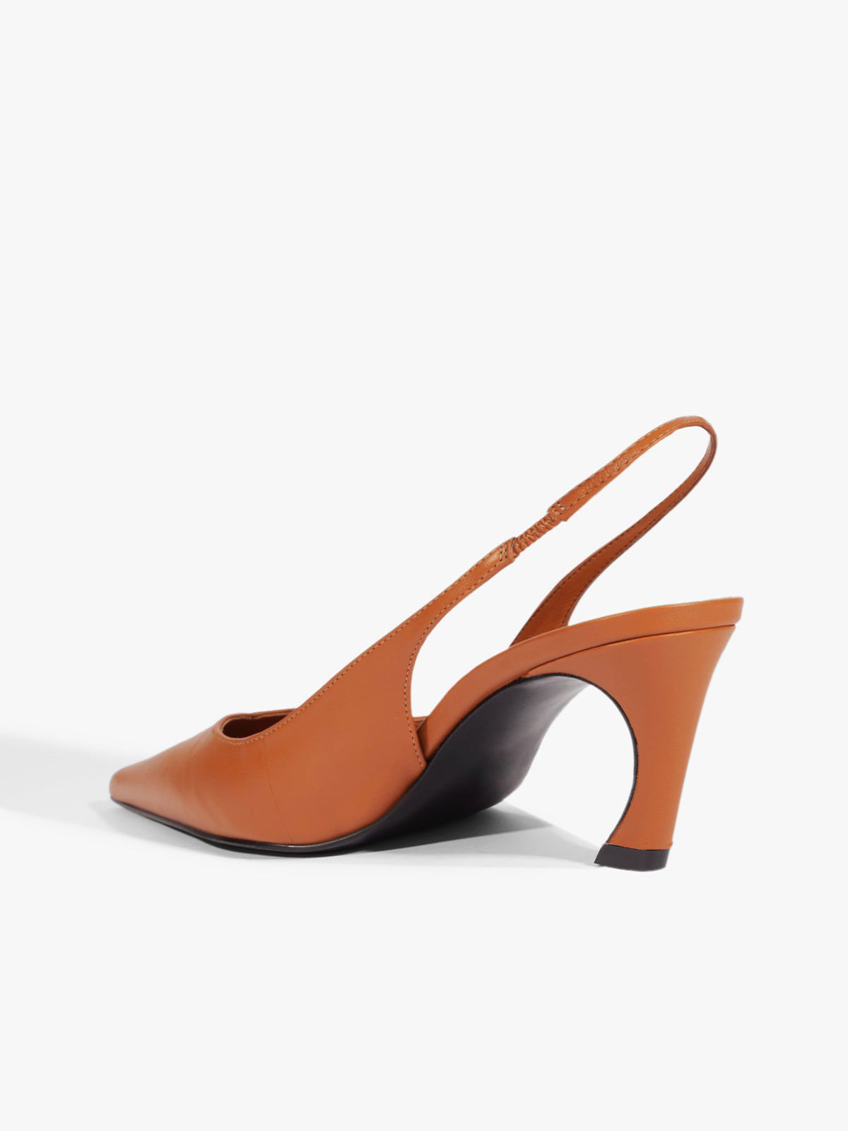 Slingback Pointed-Toe Simple Kitten Heels - Brown