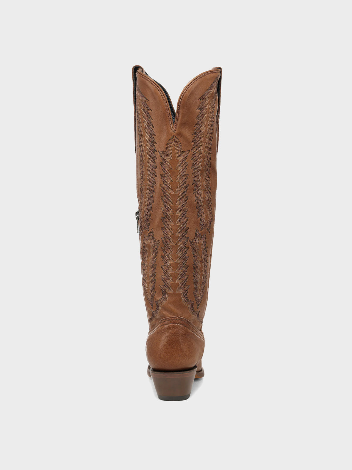 Cognac Sleek Snip-Toe Chic Embroidery Half-Zip Knee High Cowgirl Boots