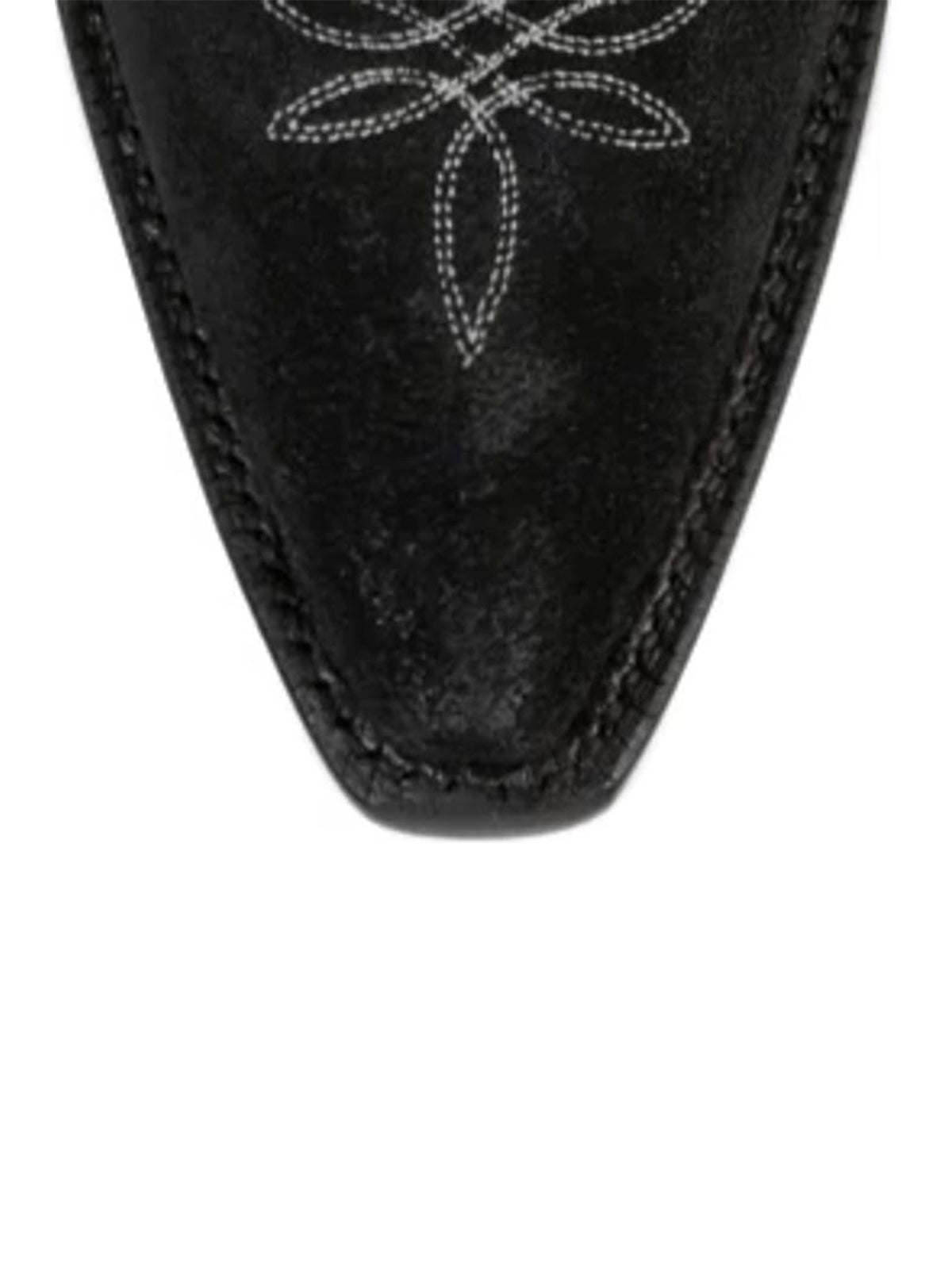 Black Faux Suede Snip-Toe Wide Calf Embroidery Knee High Cowgirl Boots