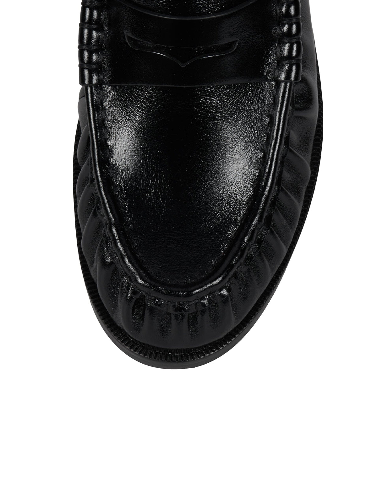 Round-Toe Backless Slip-On Loafer Mule Flats - Black