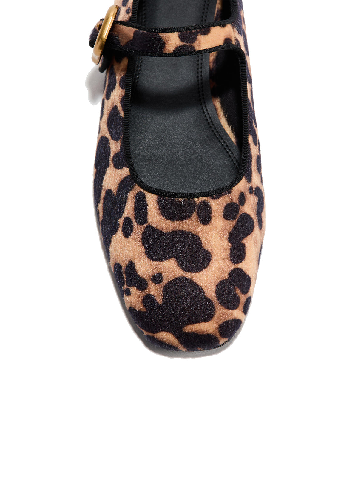 Leopard Print Faux Suede Square-Toe Mary Jane Classic Ballet Flats
