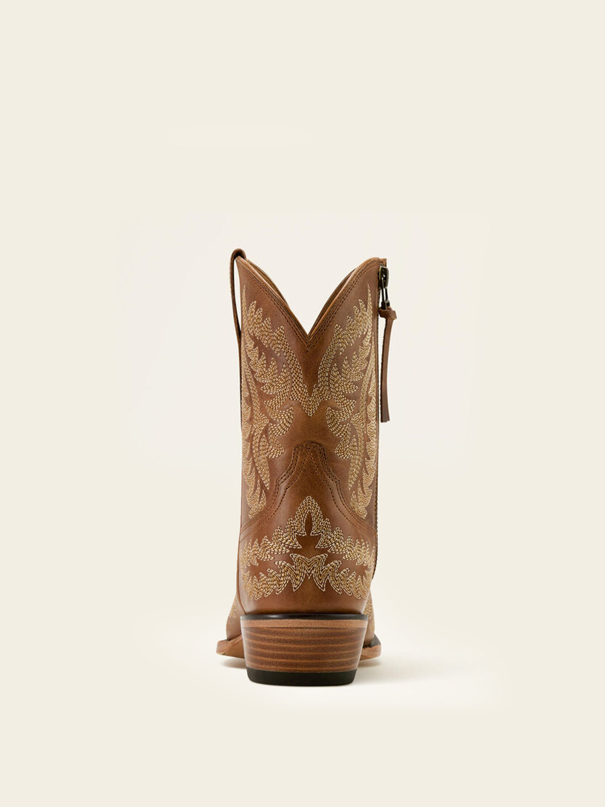 Full-Zip Snip-Toe Mid Calf Embroidery Cowgirl Boots - Brown