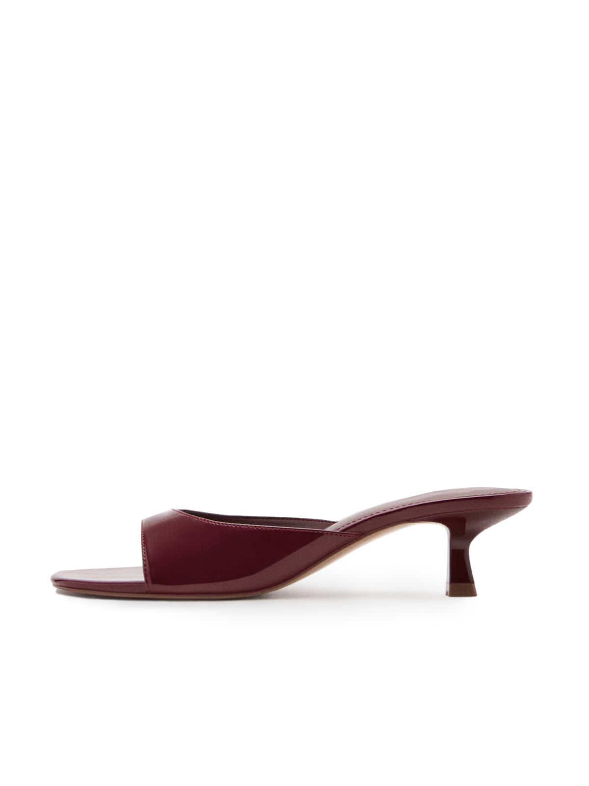 Patent Burgundy Square-Toe Classic Kitten Heels