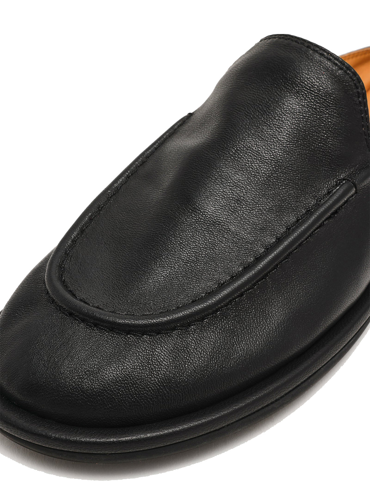 Black Vegan Leather Round-Toe Slip-On Backless Flats