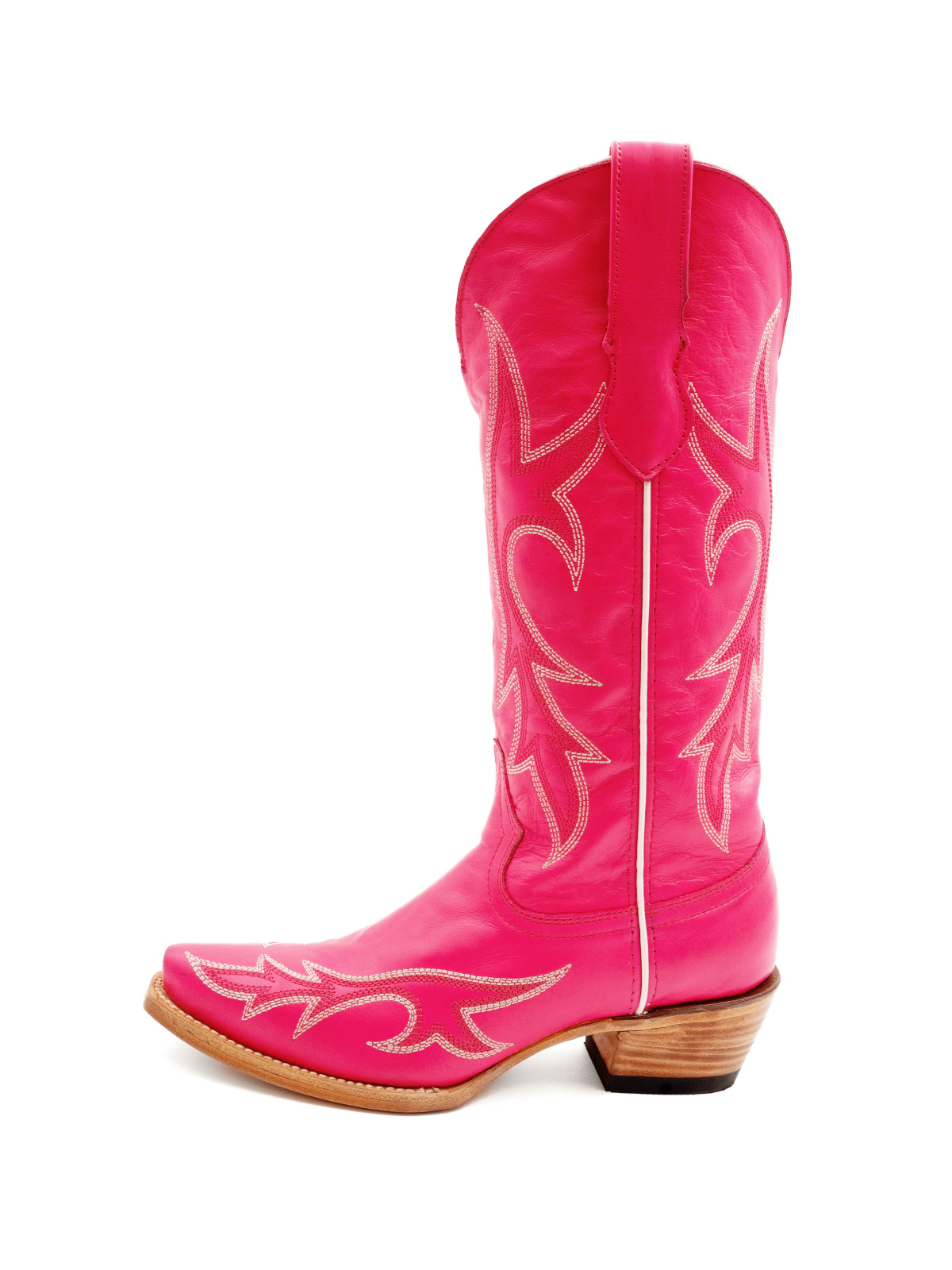 Pink Snip-Toe Embroidery Wide Mid Calf Western Boots Cowgirl Tall Boots