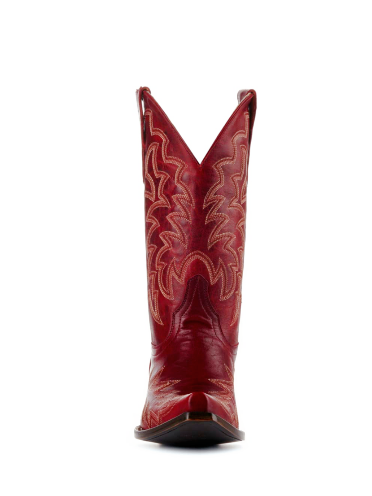 Dark Red Embroidery Snip-Toe Wide Mid Calf Cowboy Boots For Women