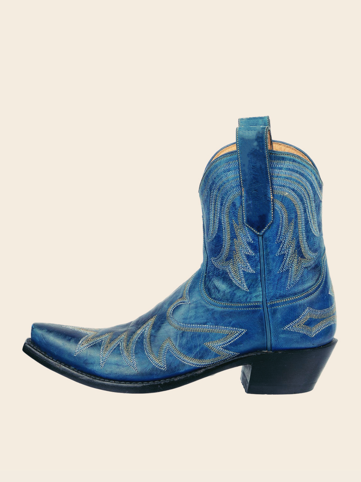 Embroidery Snip-Toe Wide Mid Calf Western Boots For Women - Blue