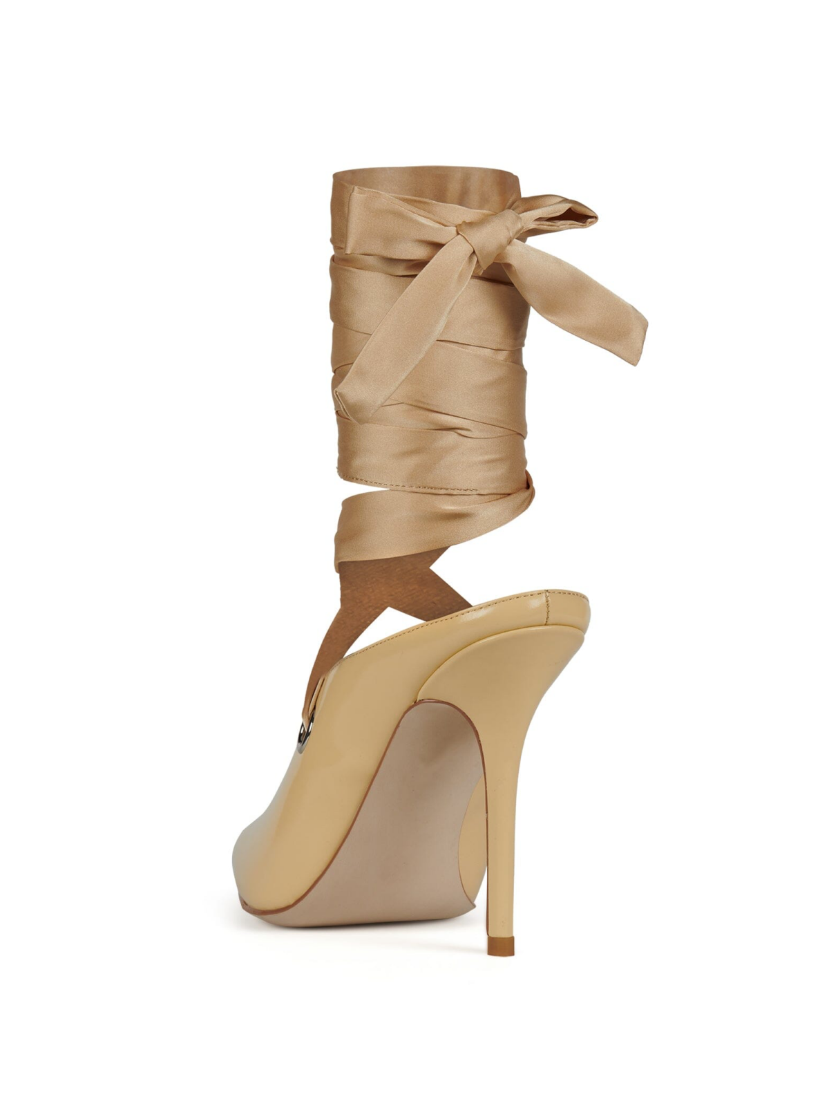 Patent Yellow Pointed-Toe Satin Thick Ankle Strap Pump High Heels