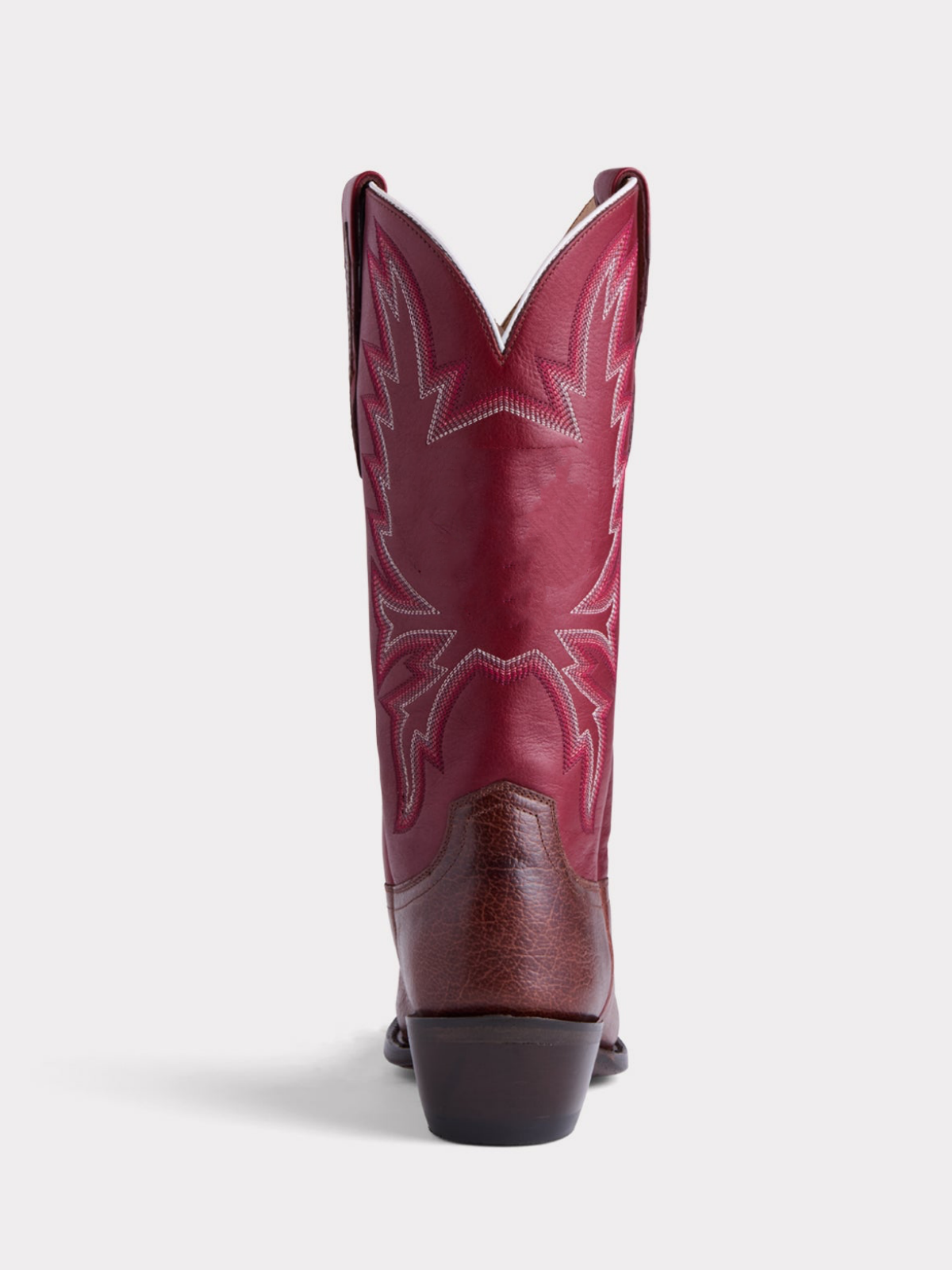 Contrast Chocolate And Red Snip-Toe Embroidery Wide Mid Calf Tall Cowgirl Boots