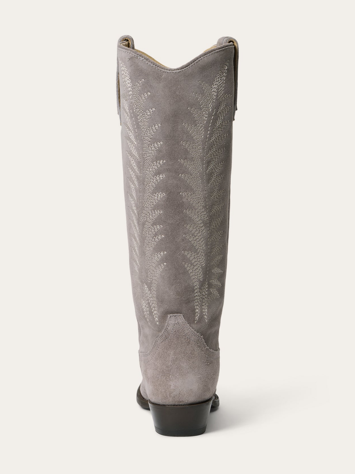 Gray Faux Suede Snip-Toe Classic Embroidery Wide Mid Calf Tall Cowgirl Boots