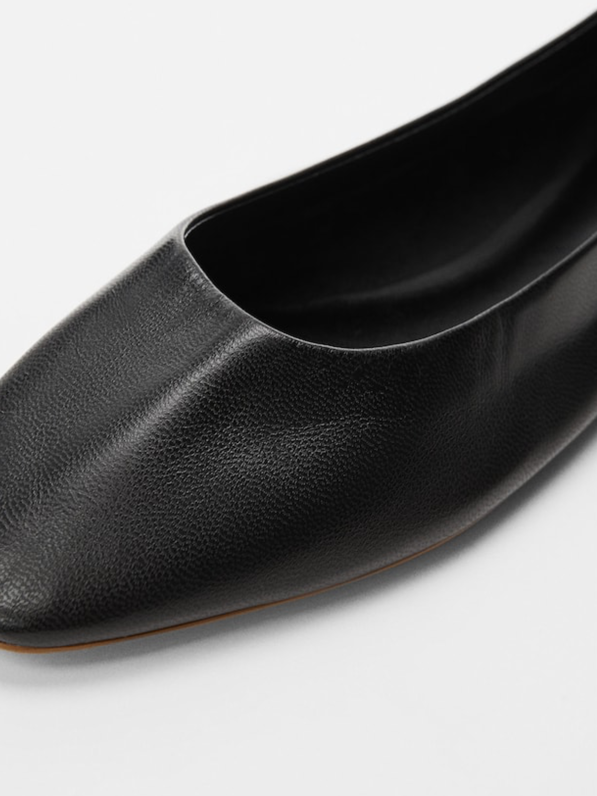 Black Vegan Leather Ballet Flats With Square Toe