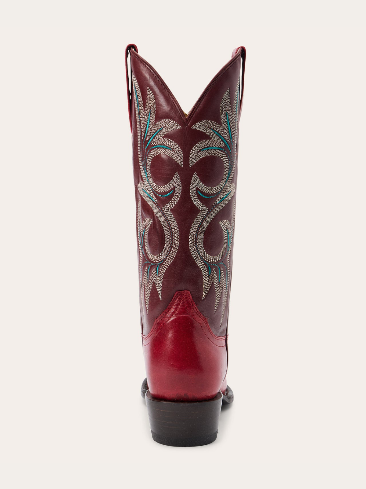 Contrast Red And Wine Red Snip-Toe Embroidery Wide Mid Calf Cowgirl Boots