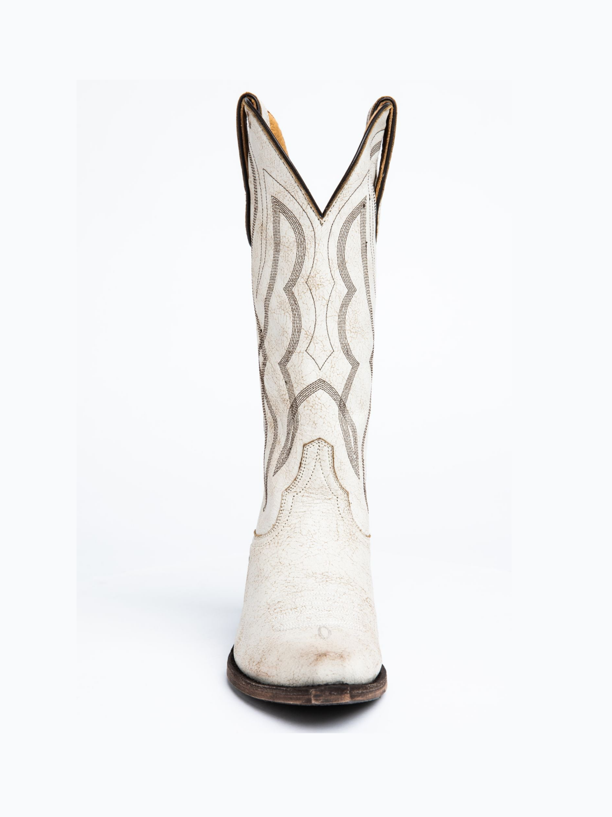 White Embroidery Crinkle Snip-Toe Wide Mid Calf Cowgirl Tall Boots